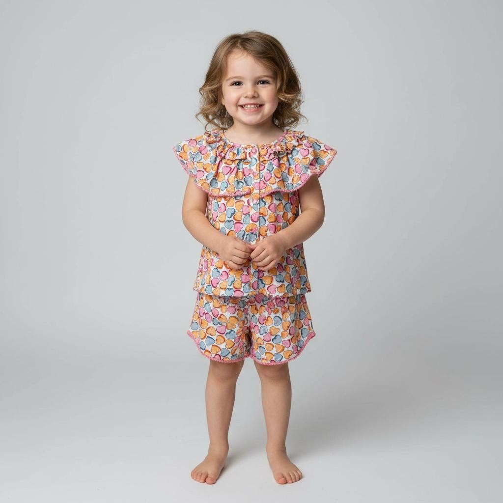 Ruffle Co-ord Set - Rainbow Hearts – Playful Charm in Every Step