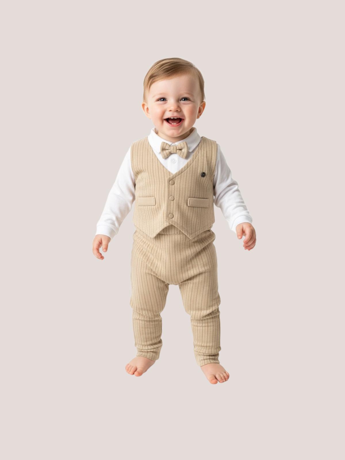 Boys Bear Emblem Vest Set with Bow Tie – Elegant, Comfortable & Perfect for Special Occasions
