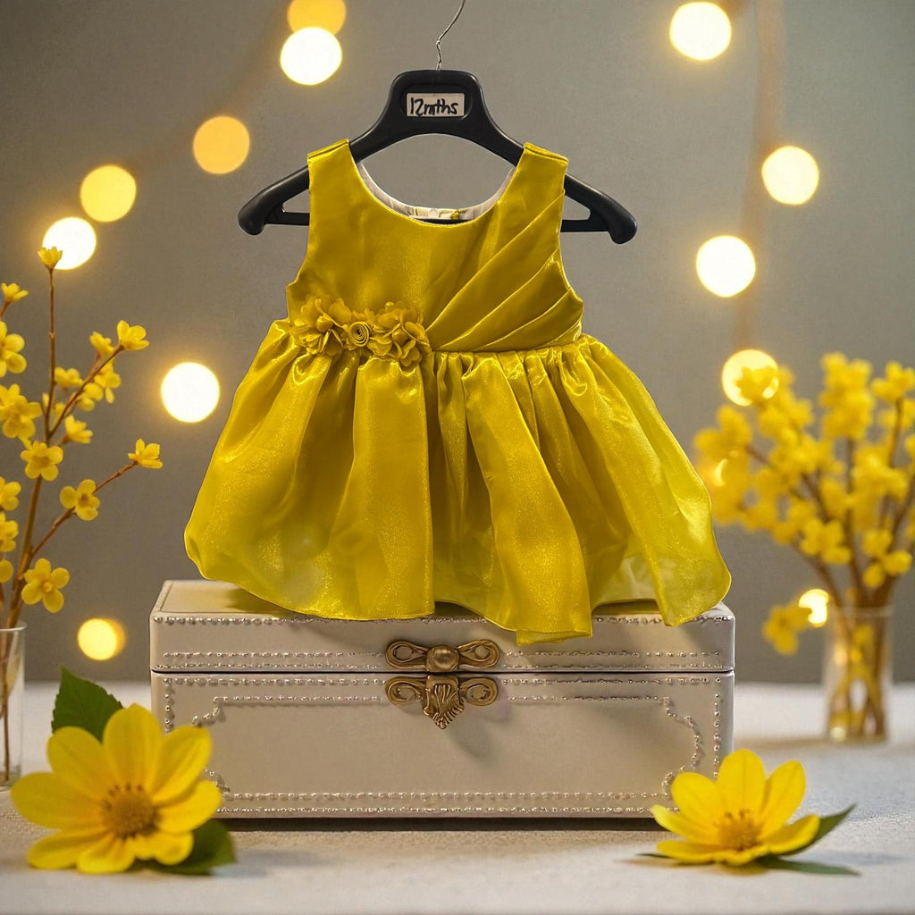 Girls Satin Party Dress – Triple-Lined Shimmer Outfit for Ages 0–6 | Elegant & Comfortable