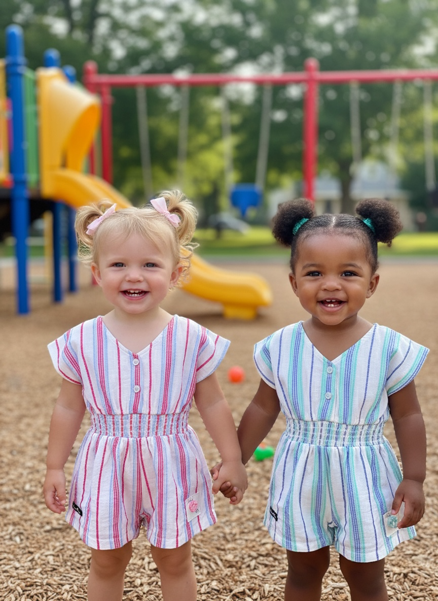 Kids Striped Romper – Soft Cotton Playwear for Boys & Girls