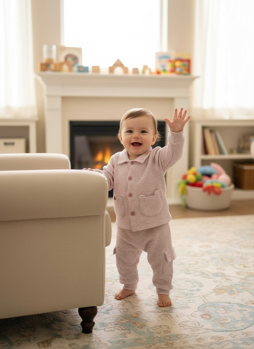 Baby & Toddler Knit 2 Piece Set – Soft Pink Cozywear for Ages 0–2 | Gender-Neutral Winter Outfit