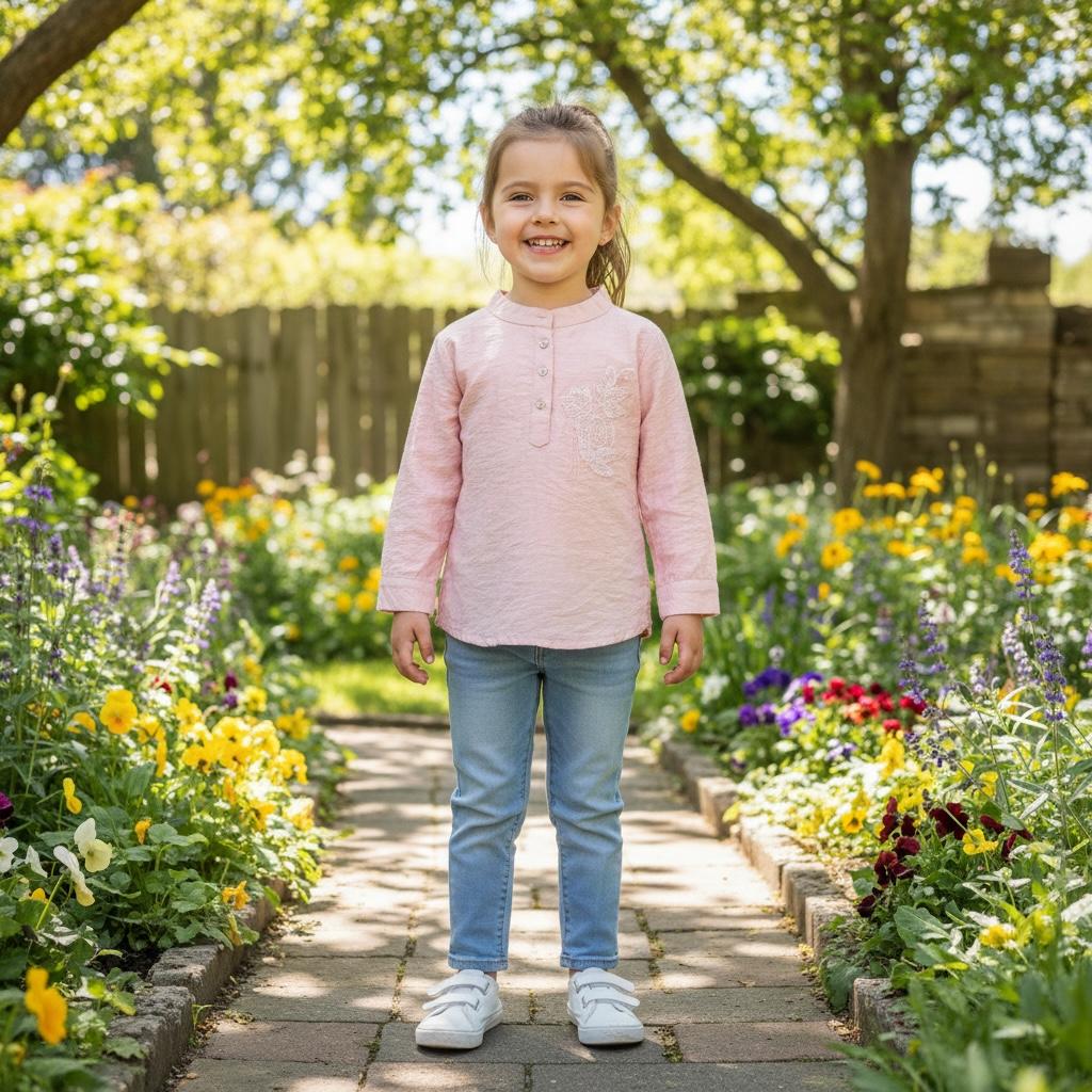 Girls’ Long-Sleeve Everyday Tops – Soft, Stylish & Garden-Ready