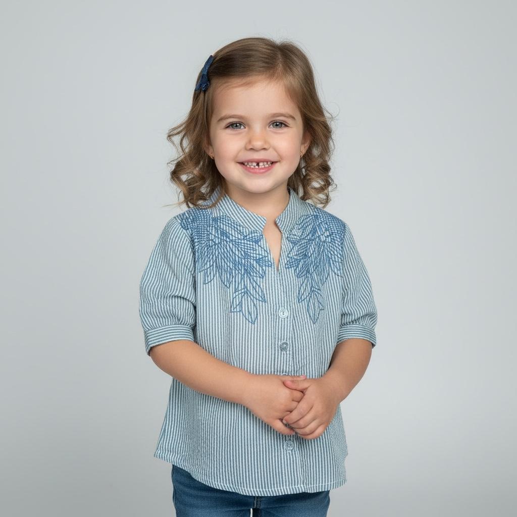 Tops – Embroidered Leaf Button-Up Shirt Collection for Kids