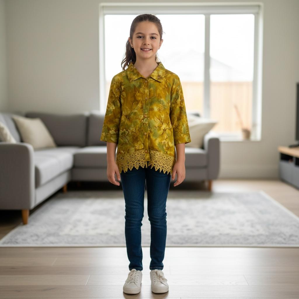 Top – Floral Lace-Trim Shirt for Girls