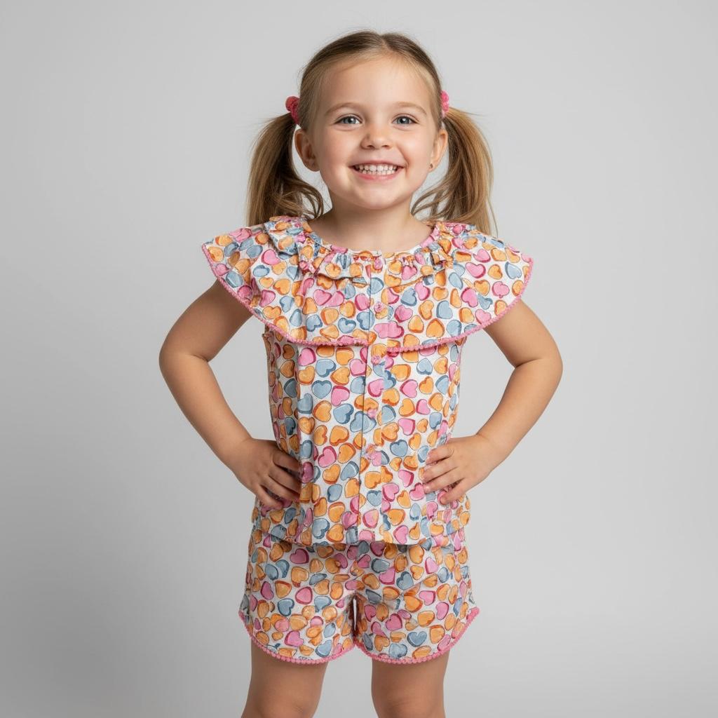 Ruffle Co-ord Set - Rainbow Hearts – Playful Charm in Every Step