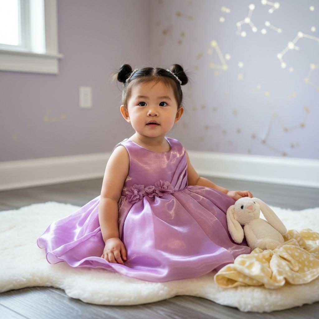 Girls Satin Party Dress – Triple-Lined Shimmer Outfit for Ages 0–6 | Elegant & Comfortable