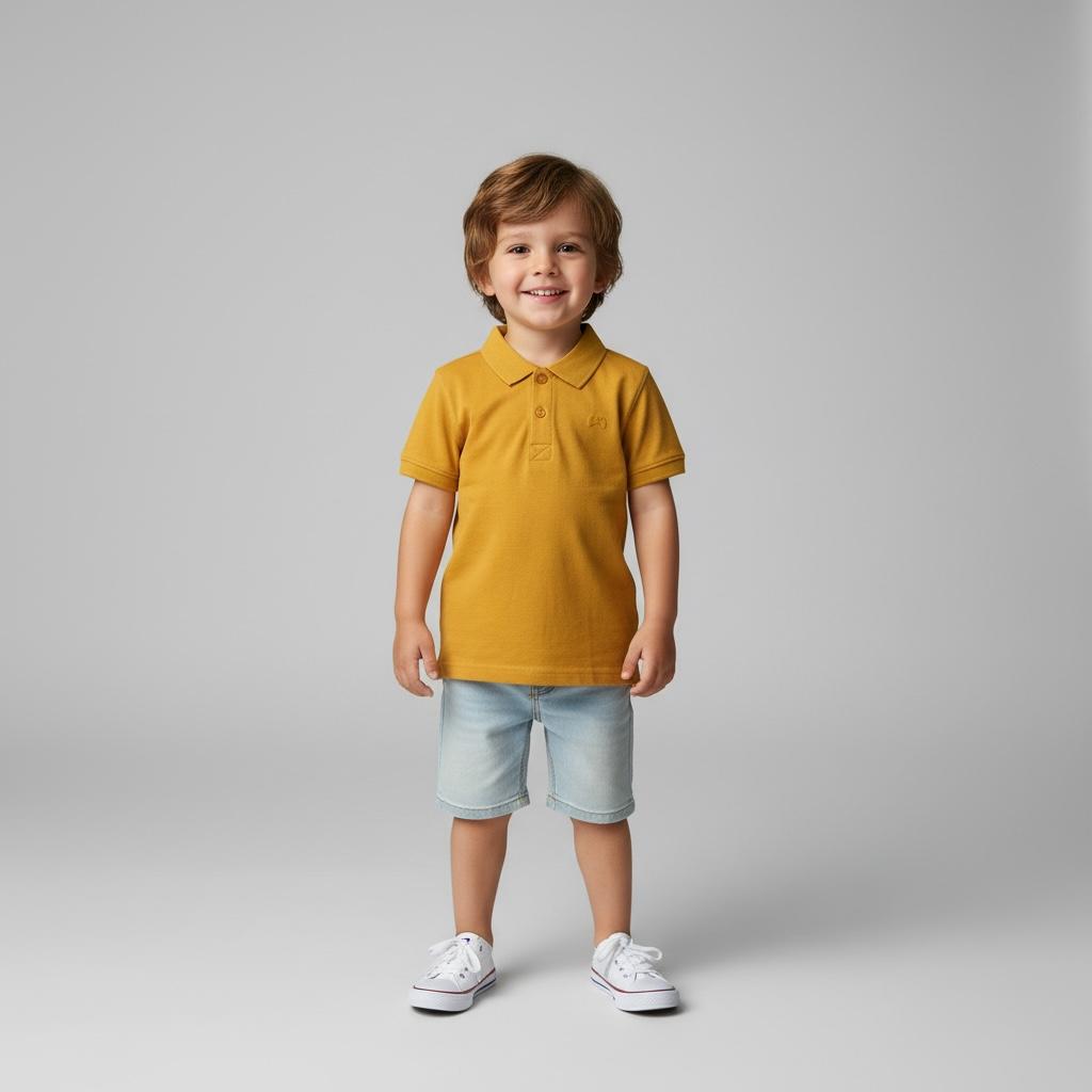 T-Shirt Polo - Bright Days, Bold Style – Mustard Polo Tees That Celebrate Childhood Joy