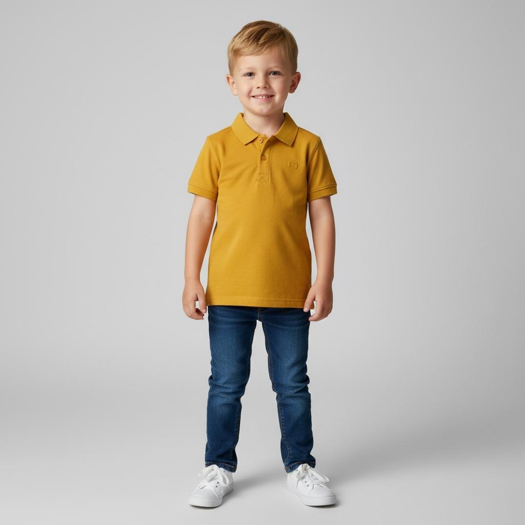 T-Shirt Polo - Bright Days, Bold Style – Mustard Polo Tees That Celebrate Childhood Joy