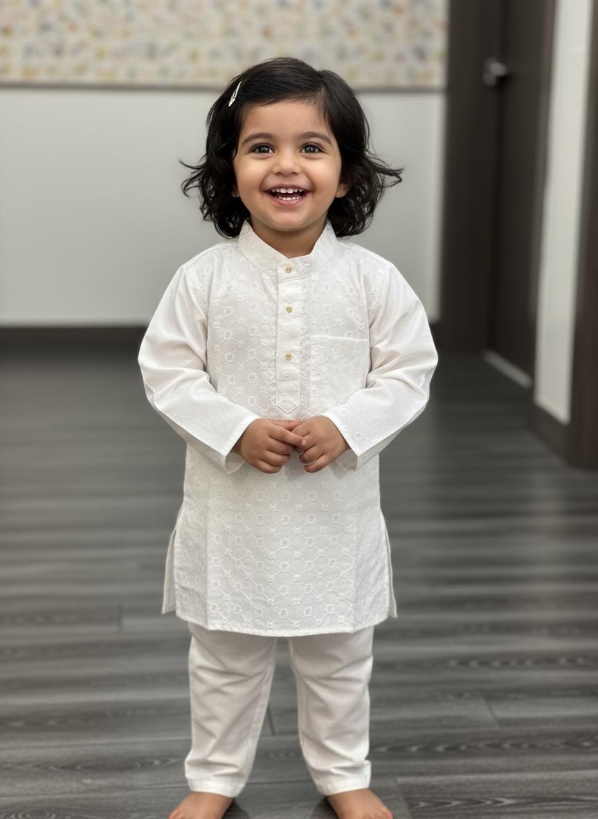 Kurta Set Classic White – Timeless Elegance for Little Celebrations
